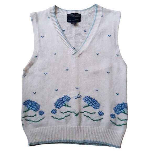 Herman Geist Hand Embroidered Sweater Vest Linen Blend Vintage - Picture 1 of 9